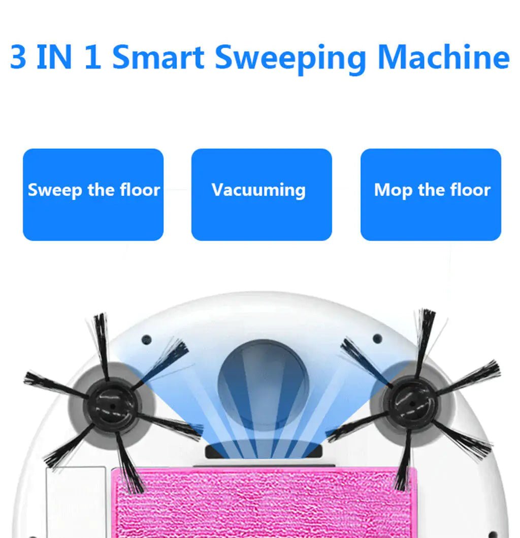 Smart Floor Vacuum Cleaner 3 - In - 1 Auto Rechargeable Smart Sweeping Robot - Castawayelectronics