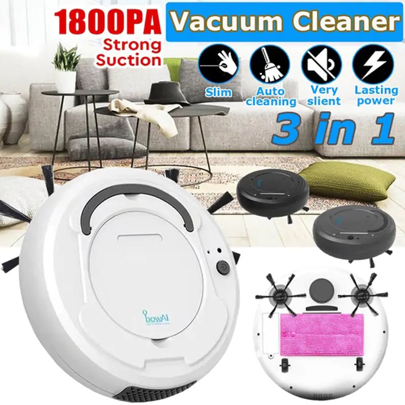 Smart Floor Vacuum Cleaner 3 - In - 1 Auto Rechargeable Smart Sweeping Robot - Castawayelectronics
